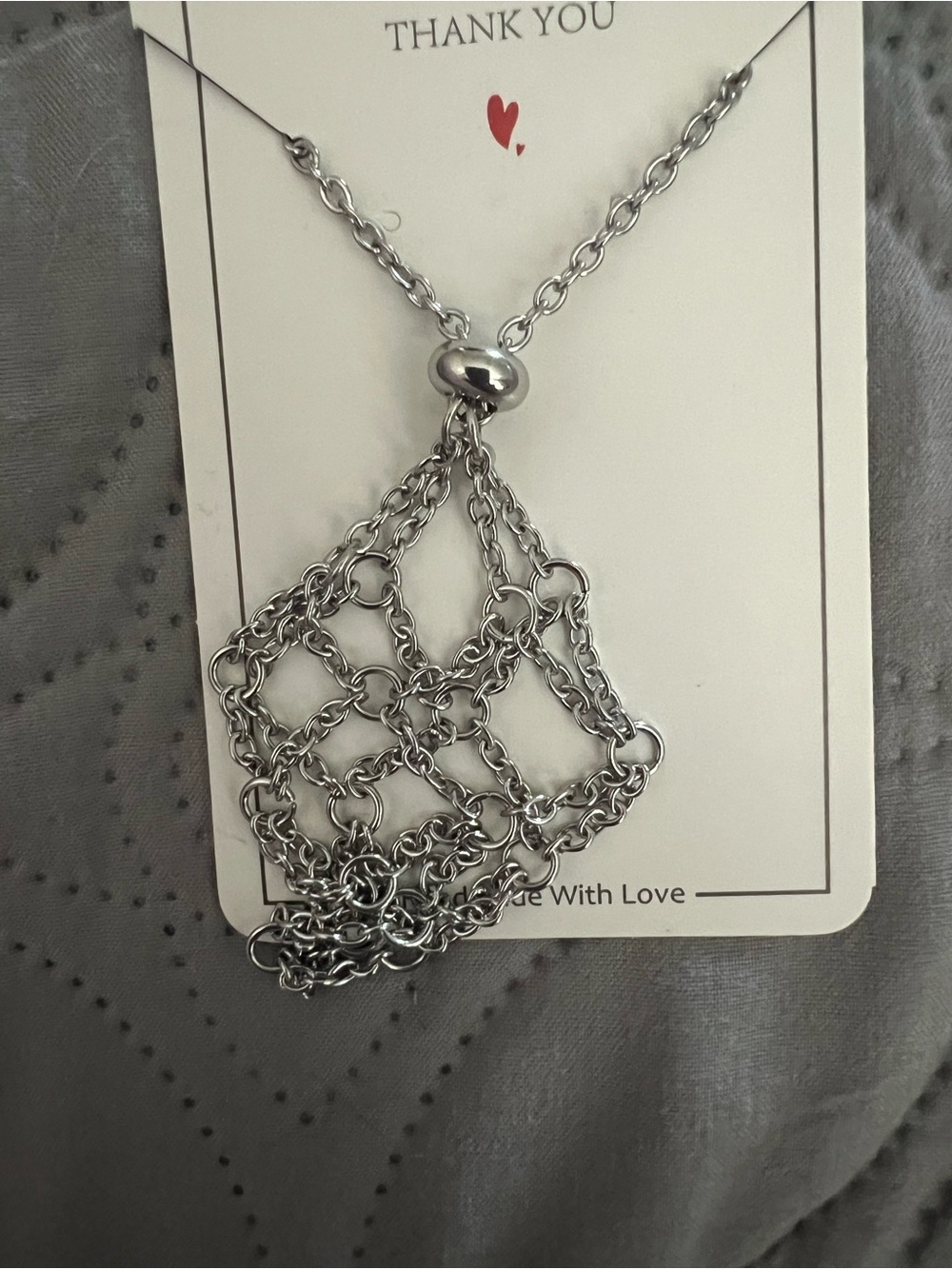 Silver-Tone Chain Net Pendant Necklace - Women Jewelry